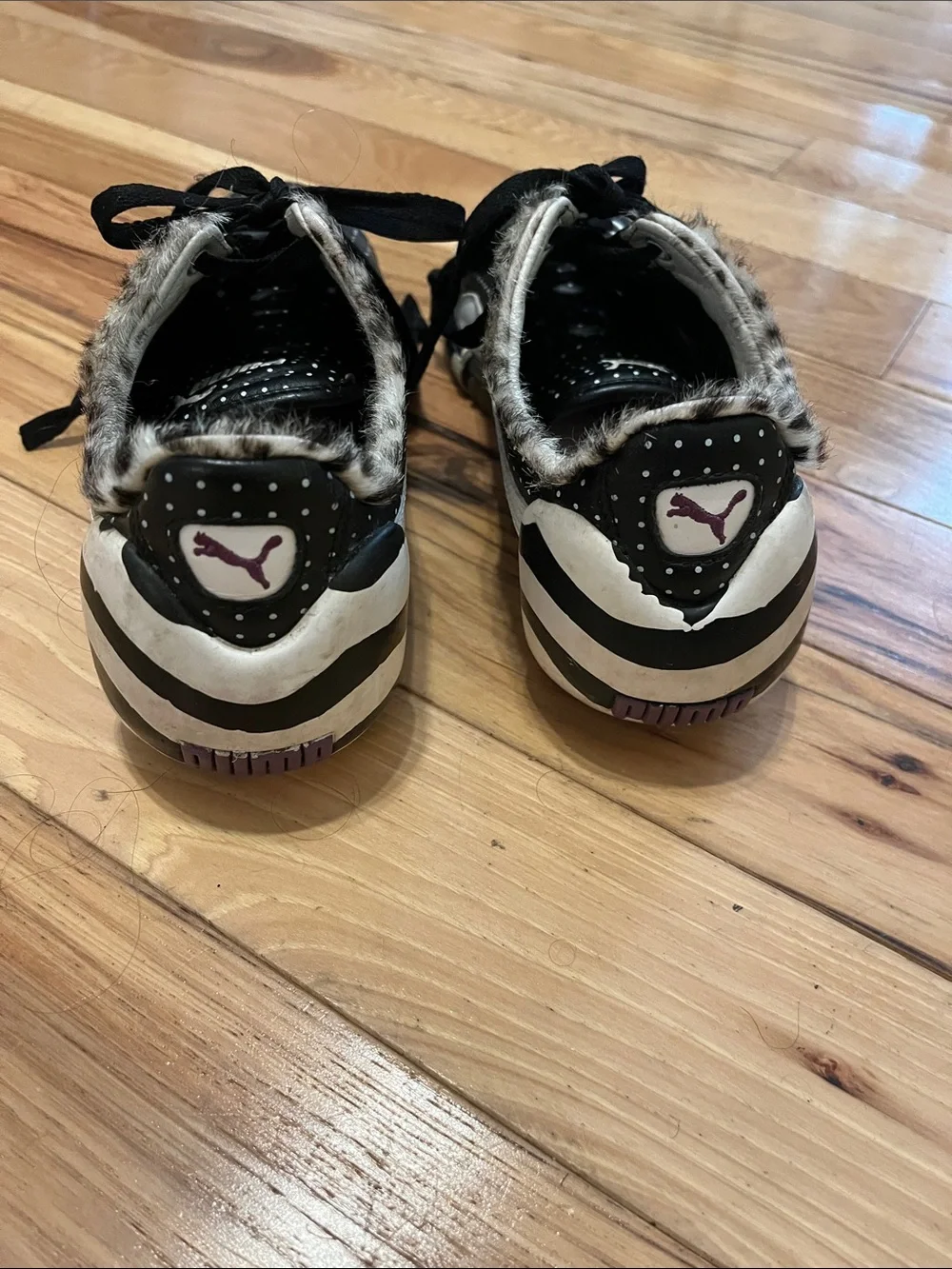 Miharayasuhiro for Puma Black Polka Dot Low-Top Sneakers with Striped Sole